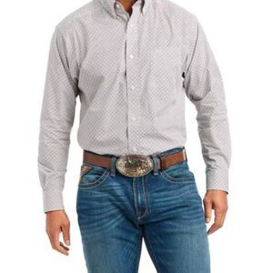 TOPMAN Men's Geometric Printed Long Sleeve Button Down Shirt Size Medium